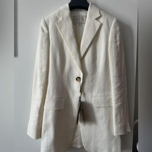 Massimo Dutti white linen jacket blazer